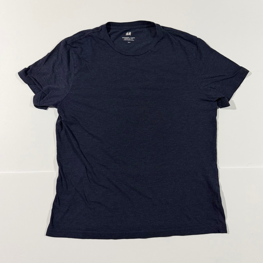 H&M Men's Dark Navy Crewneck Short Sleeve Tee